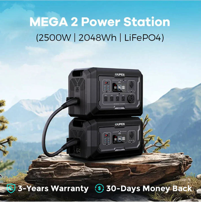 Oupes Mega 2 Power Station | Free Chargers Included | 2500W, 2048Wh, Fast Charge